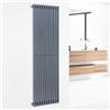 Besoa Delgado - Radiatore 160x45, Radiatore Tubolare, 12 Alette Verticali, 2-in-1: Attacco Centrale o Laterale/Attacchi da 1/2", a Parete, 822W / max.70 °C/max. 10,1 bar, Slim, 8-20 m², Grigio