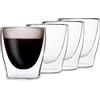 DUOS Feelino - Bicchieri termici a doppia parete, per mantenere le bevande calde o fredde più a lungo, con effetto sospeso, adatti per tè, caffè, Vetro, Set 04: 4 x 80 ml., SET 04: 4x 80ml