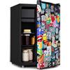 KLARSTEIN Cool Vibe - Frigorifero, Classe Energetica E, VividArt Concept: Sportello Con Stampa Piena di Coloratissimi Adesivi, Vano Freezer, Forma per Cubetti, Rumorosità: 42 dB, Volume: 70 L, Nero