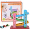 FUNFY Pista da Corsa in Legno con 3 Mini Macchinine | Multicolore | Materiale: Legno | Giocattolo Montessori da Tavolo per Sviluppare la Creatività | Design Vivace, di Alta Qualità | Per Bambini