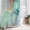 Gibelle Tenda da doccia in marmo astratto, blu, verde, viola, giada, strisce dorate, pittura ad acquerello, moderna decorazione artistica a inchiostro, tenda da doccia in tessuto impermeabile per