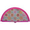 DRW Ventaglio Legno Decorato con mosaici Rose, Rosa, Medidas: 42 cm