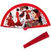 DRW Ventaglio in Legno Decorato con Fenicottero, Rosso, Medidas: 42 cm