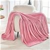 GC GAVENO CAVAILIA Coperta in pile Sherpa, per letto singolo, 130 x 150 cm, in flanella, tinta unita, rosa cipria