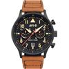 AVI-8 Mens 43.5mm Hawker Hurricane Carey Dual Time Debden Japanese Quartz Pilot Watch with Leather Strap AV-4088-03