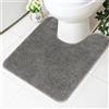 Famibay Tappetino da bagno Petdestal antiscivolo lavabile per WC a forma di U Tappetino da bagno in microfibra morbido grigio 50 x 50 cm