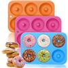 Sinzau Stampo in silicone per ciambelle, 3 pezzi, 6 cavità, antiaderente, in silicone, lavabile in lavastoviglie, per la produzione entusiasta, biscotti, bagel muffin (rosa arancione blu)