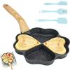 LEKEFETO Padella a forma di cuore a 4 fori: antiaderente granito, piccole padelle, antiaderente con spatola in silicone e pennello, padella a induzione, senza PFOA, per fornello a gas