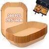 Owelth 300 Pezzi Carta Forno Rettangolare per Friggitrice ad Aria Doppio Cestello, 20,5x14cm Teglia Air Fryer Accessori Compatibile con Ninja Dual Zone Double Stack e Altri Doppio Zona Airfryer