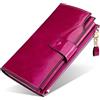 FORRICA Donna Portafoglio in Vera Pelle Lungo Portamonete Cellulare Portafogli Grande Borsellino Donna Borsa Clutch RFID Blocco Porta Carte di Credito Viola