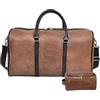 wellwise Uomini business borsa da viaggio, grande capacità regolabile da indossare sulla borsa Duffel in pelle PU impermeabile Weekender,Borsa da notte per uomini e donne, marrone, taglia unica, Carry on Borsa