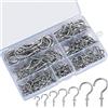 ZWFSDM 162 Pezzi Ganci a Vite a Tazza Con Filettatura Legno - Set di Ganci in Metallo per Soffitto, Girevoli e Avvitabili - 7 Misure/Argento