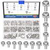 Glarks 240 morsettiera M3 M3.5 M4 M5 con rondelle quadrate, set di 12 misure nichelate in acciaio al carbonio, morsettiera a vite e rondella quadrata