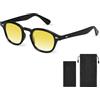 AOOSA Polarizzata Occhiali da sole vintage, Rotondi Occhiali da Sole UV400, Occhiali da Sole Polarizzati per Uomo Donna, Occhiali da Sole Colorati per la Guida e i Viaggi, Uomo e Donna, Giallo