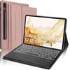 JADEMALL Custodia con Tastiera Trackpad per Samsung Tab S7 FE/S7+ Plus/S8+ Plus 12.4, Italiana QWERTY-Layout Tastiera Retroilluminata Bluetooth Staccabile per Samsung Tab S8+/S7+ Plus 12.4, Oro Rosa