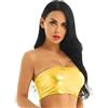 SamHeng Top a Tubo Lucido da Donna, Top a Tubino Corto Senza Spalline Metallizzato Reggiseno Fascia Rave per Abbigliamento da Club per Feste, Canotta Sexy di Base Elastica Non Imbottita per Ballare Festival
