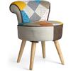 SinergiaFD Poltroncina Patchwork, Design Moderno e Colorato, Sedia Imbottita con Schienale, Gambe in Legno, Altezza Seduta 40 cm, Dimensioni 42x42x62 cm - Ideale per Camera da Letto o Ingresso