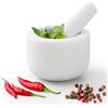 Navaris Mortaio con Pestello Marmo Bianco - Macina Spezie Manuale - Set Preparazione per Pesto e Salse - Utensili da Cucina - Ciotola Ø 8,5cm - Piedini Antiscivolo - Home Decor
