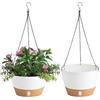 EACHPT Vasi da Parete,Vasi da Appendere in Plastica, 2 pezzi Rotonda Vasi Sospeso per Piante,vasi da fiori sospesi per esterni con fori di Drenaggio e Sottovaso Rimovibile per Giardino Domestico,20CM