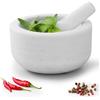 Navaris Mortaio con Pestello Marmo Bianco - Macina Spezie Manuale - Set Preparazione per Pesto e Salse - Utensili da Cucina - Ciotola Ø 18cm - Piedini Antiscivolo - Home Decor