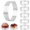 TOSAVGA 6 Pezzi Anello Microforato Crostata, 8 cm Stampo Crostata Microforato in Acciaio Inox 430, Riutilizzabile Rotondo Stampo per Dolci antiaderenti, Anello Traforato per Crostate Pasticceria Torta Mousse