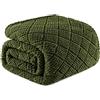Whale Flotilla Coperta Plaid in Pile di Microfibra, Coperta Morbida, Calda e Soffice per Letto Singolo e Matrimoniale, Copridivano Leggera per Ogni Stagione, 220 x 240 cm, Verde Oliva