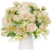 Floweroyal 4 mazzi di peonie artificiali, fiori bianchi e verdi, in seta, per matrimoni, feste, centrotavola, composizioni floreali, decorazione per la casa e la cucina.