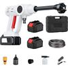 Kamanan Idropulitrice a batteria, 2x 48V Idropulitrice portatile a batteria con ugello multi-spray 6 in 1 e tubo flessibile da 8.2 m, portatile ad alta pressione senza fili per auto, finestre, prati (Bianco)