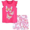 Generico 2 Pz Completino Bambina Set Body Estiva Neonato Estate Vestiti Outfit di pezzi con tuta da ginnastica Top Cotone Elasticizzato T Shirt Manica Corta e Pantaloncini per Ragazze 1-4 anni