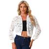 Allegra K Donna Giacche In Pizzo Per Giacca Bomber Trasparente In Rete Con Zip E Colletto Rialzato Bianca XL