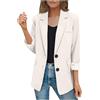 MODSGUE Blazer Donna Elegante Manica Lunga Blazer Giacca Casual Tinta Unita Revers Business Bottone Ufficio Comodo Bolero Giacca Breve Cappotto Abiti Aperto Fronte Giacca, beige., 3XL