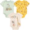 Disney Body per neonati, unisex, a maniche corte, in cotone biologico elasticizzato, confezione da 3, Beige/Giallo/Verde chiaro, Topolino, 18 mesi
