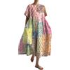 Generic Vestiti Donna Eleganti Curvy Manica Corta Curvy Scollo a V Vestito Maxi con Stampa Floreale Lungo Abiti Cerimonia Moda Sexy Abiti Estivi Donna Abito da Vacanze Spiaggia Casual Vestiti