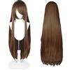 UTIEHD Parrucca lunga 100cm, parrucca cosplay costume anime universale, perfetta per feste, uso quotidiano, festival e Halloween, ideale per TV, film e cosplay di personaggi (Castano chiaro)