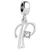 MariaFonte Maria Fonte Bead Charm a Forma di Lettera P in Argento con Zirconia cubica, Compatibile con Le più Diffuse Marche di Braccialetti e collane.