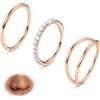 BodyBonita 3 Pezzi Piercing Naso Cerchio - Acciaio Chirurgico 316L 20G CZ Nostril Piercing Septum Daith Trago Helix Orecchino Cartilagine Elice Setto Rook Conch Piercing Naso Anello Oro Rosa 10mm