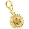 Goldene Hufeisen Ciondolo a forma di girasole per bracciale in argento 925 placcato oro, 28 x 16mm, Argento sterling Oro giallo, Non pertinente.