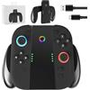 RHOTALL Impugnatura di ricarica per joycons Switch 2, impugnatura confortevole con indicatore luminoso di ricarica per controller Switch 2, gioco durante la ricarica, cavo di ricarica Type-C (nero)
