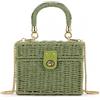 SUKUTU Borsa in rattan intrecciato a mano da donna in paglia intrecciata Square Crossbody Bag Vintage Cestino Borsa da spiaggia, verde