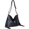 Jywmsc Borsa a Tracolla Gotica con Teschio in Pelle Hobo da Donna con Frange Occidentali Borsa a Tracolla Punk Nera