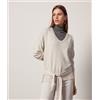 Falconeri Maglia Scollo V In Cashmere Ultrasoft Con Spacchi Alabastro Light