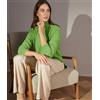 Falconeri Maglia Scollo V In Cashmere Ultrasoft Con Spacchi Verde Foglia