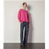 Falconeri Maglia Girocollo In Cashmere Ultrasoft Con Spacchi Rosa Delizia