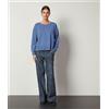 Falconeri Maglia Girocollo In Cashmere Ultrasoft Con Spacchi Blu Orizzonte