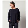 Falconeri Maglia Girocollo In Cashmere Ultrasoft Con Spacchi Blu Navy