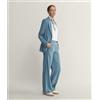 Falconeri Pantalone Palazzo In Lino Viscosa Azzurro Denim