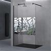 doporro Box Doccia Walk-In 80x200cm, Parete Doccia Anticalcare in Vetro di Sicurezza 10mm con Braccio Sostegno Telescopico MMBR1 in Acciaio Nero Bremen02BL