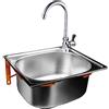 XUNFAKEJI lavabo a parete, Rettangolare Cucina Lavello camper, Lavello Cucina 1 vasca, Lavello economico, lavello industriale, con Rubinetto, Lavatoio da Giardino Campeggio (48x35cm)