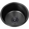 NAKUL Lavello da cucina in acciaio inox 304, piccolo, rotondo, in acciaio inox, 1 vasca, colore nero, con tubo di scarico, tipo di montaggio: montaggio superiore e inferiore (Ø 30 cm)