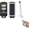 YASTA Lampione Solare Led Da Esterno Giardino 100 Watt Luce Fredda Con Staffa Bianca Faro Stradale Led Con Pannello Solare Luci Sentieri Con Crepuscolare e Sensore di Movimento e Telecomando
